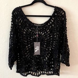 NWT Pretty Angel silk black Top Size L